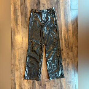 SHEIN Faux Leather Wide Leg Pants Black Size M EU38 US6 High Rise Chic